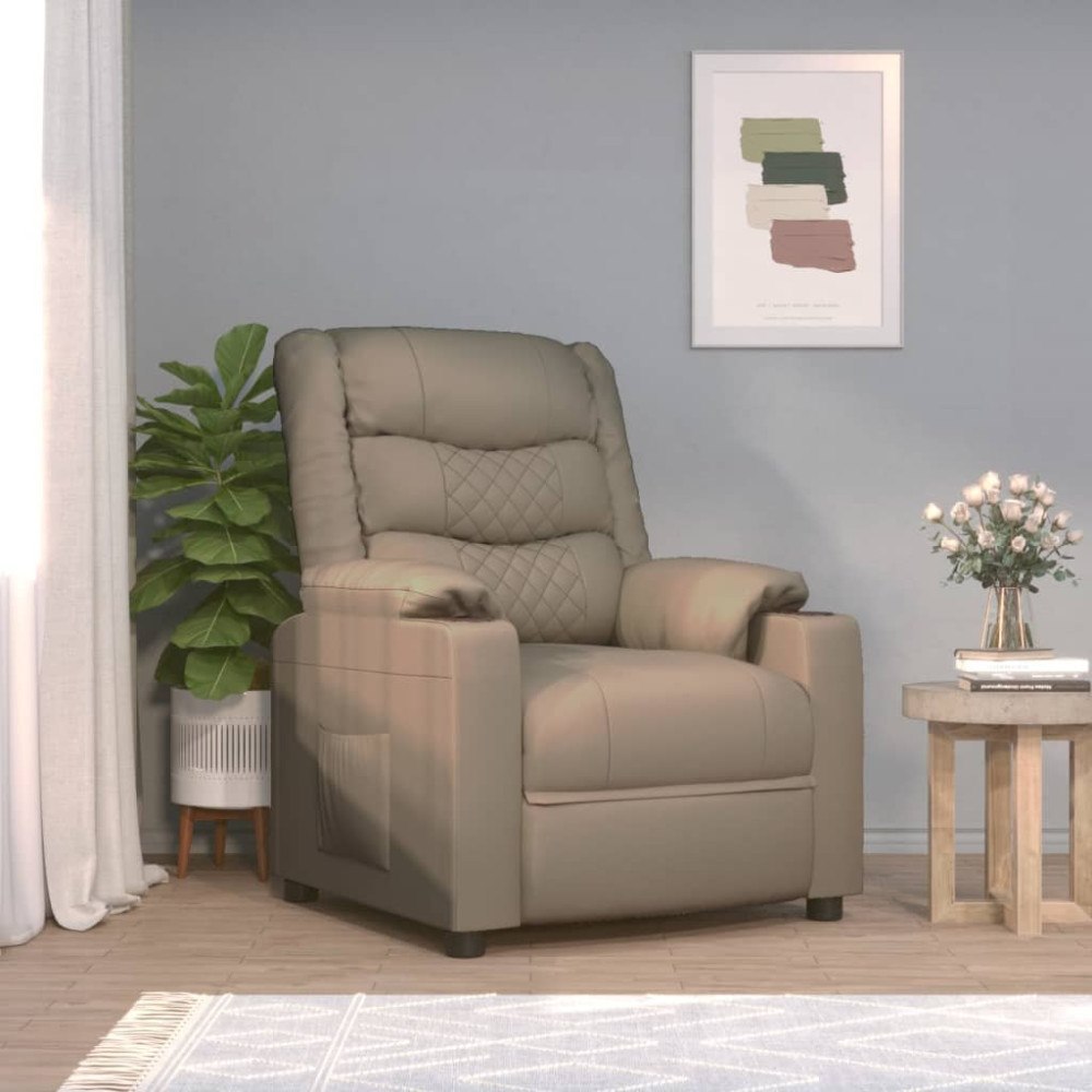 vidaXL Elektrisk reclinerfåtölj cappuccino konstläder