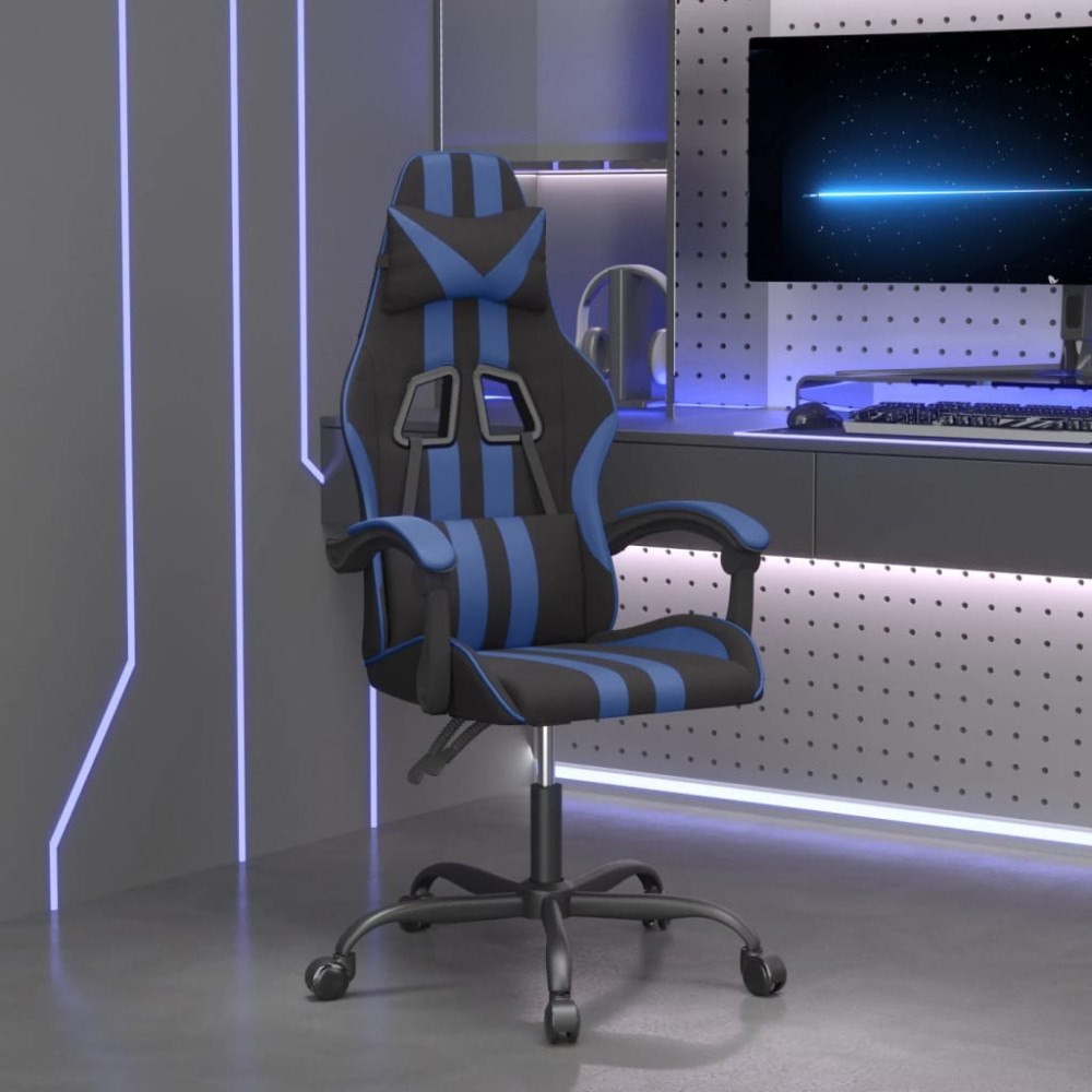 vidaXL Gamingstol svart och blå konstläder