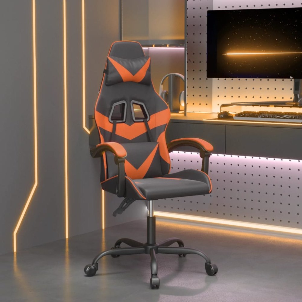 vidaXL Gamingstol svart och orange konstläder