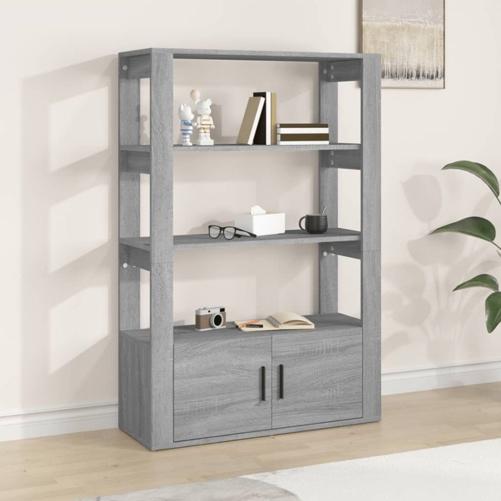 vidaXL Förvaringshylla grå sonoma 80x30x119,5 cm konstruerat trä