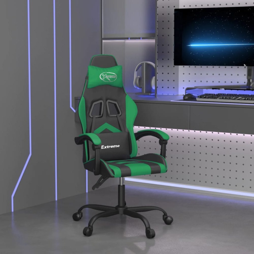 vidaXL Gamingstol svart och grön konstläder