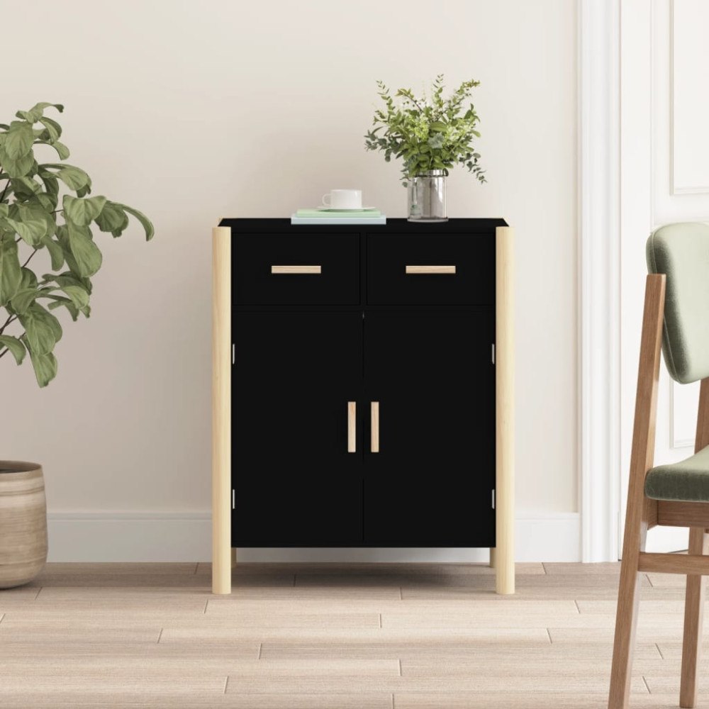 vidaXL Skänk svart 62x38x75 cm konstruerat trä