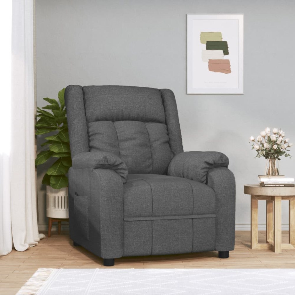 vidaXL Reclinerfåtölj mörkgrå tyg
