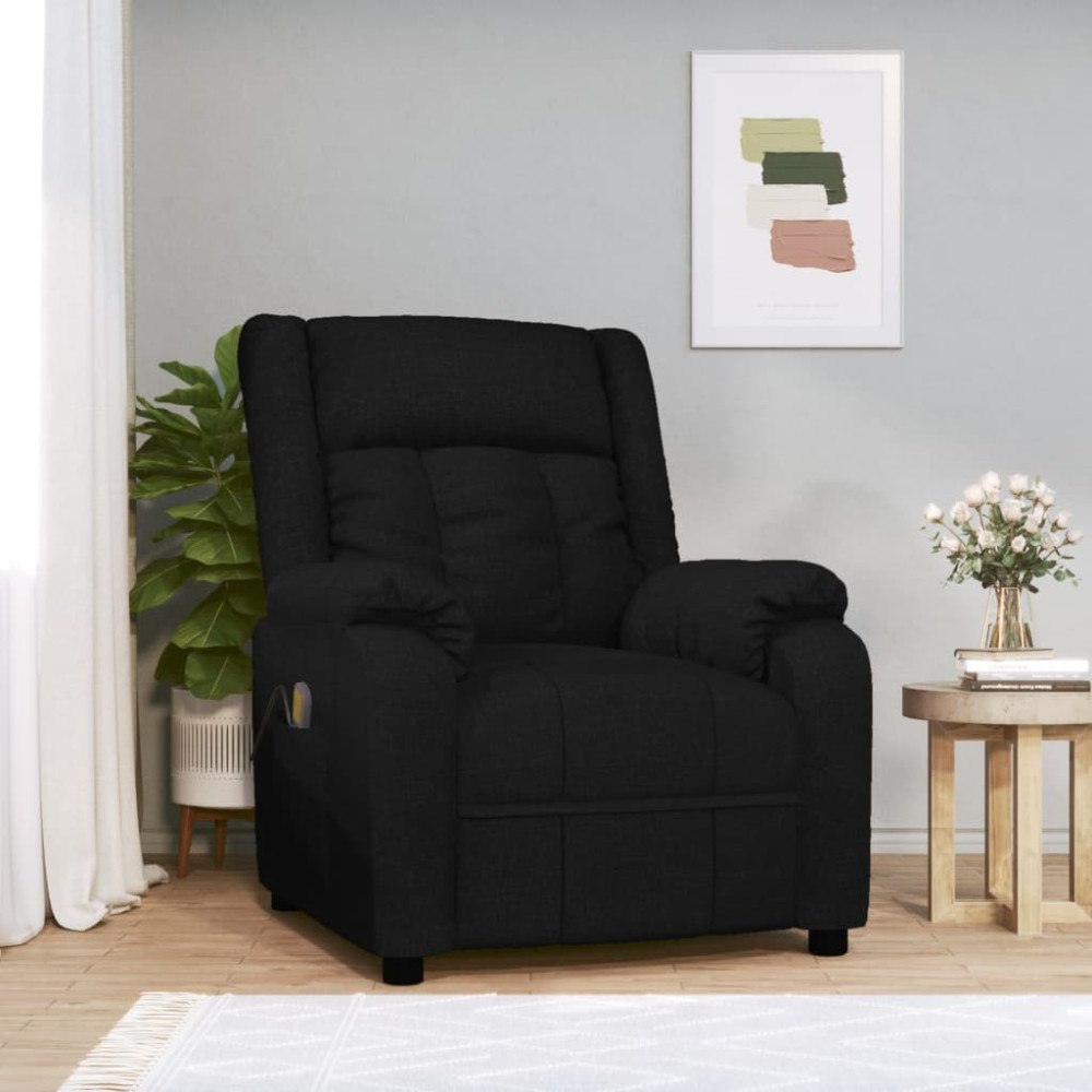 vidaXL Massagefåtölj svart tyg