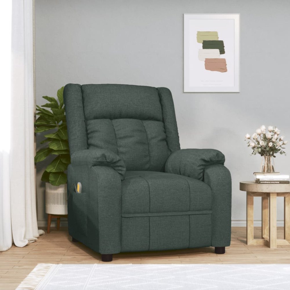 vidaXL Massagefåtölj mörkgrön tyg