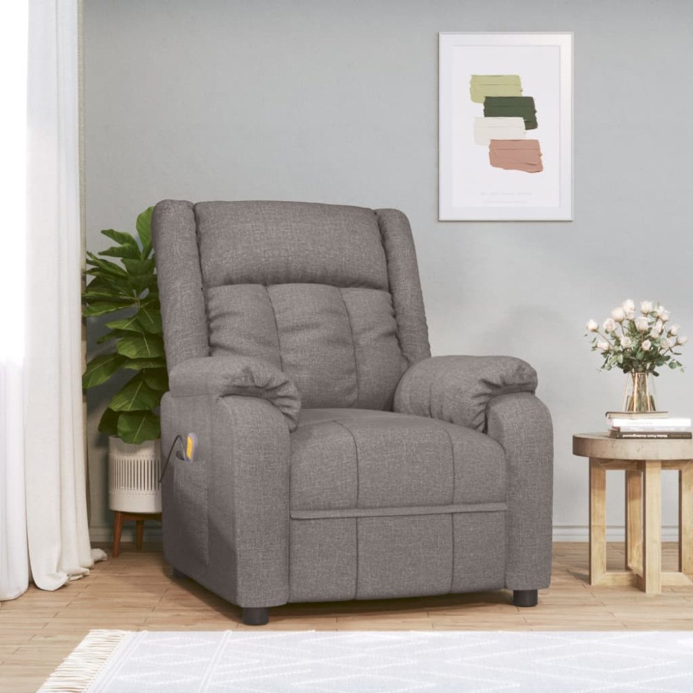 vidaXL Massagefåtölj taupe tyg