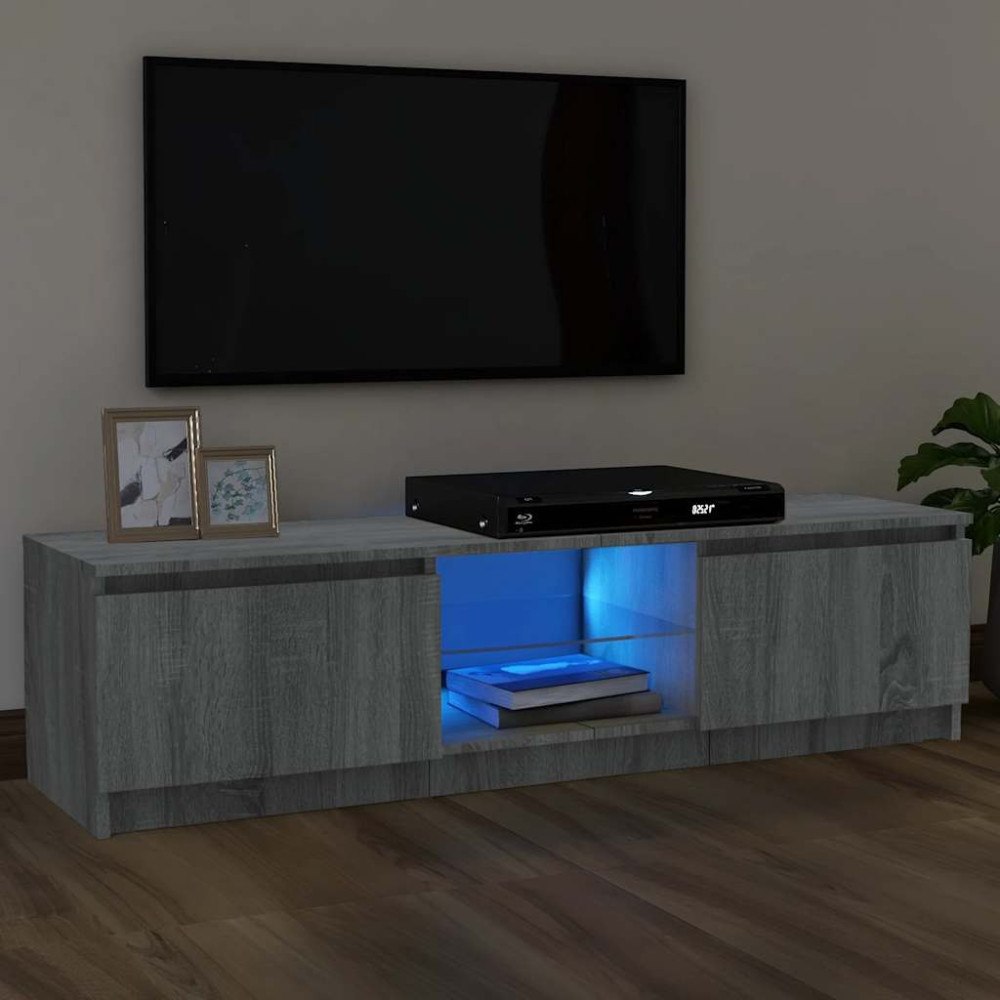 vidaXL TV-bänk med LED-belysning grå sonoma 120x30x36 cm