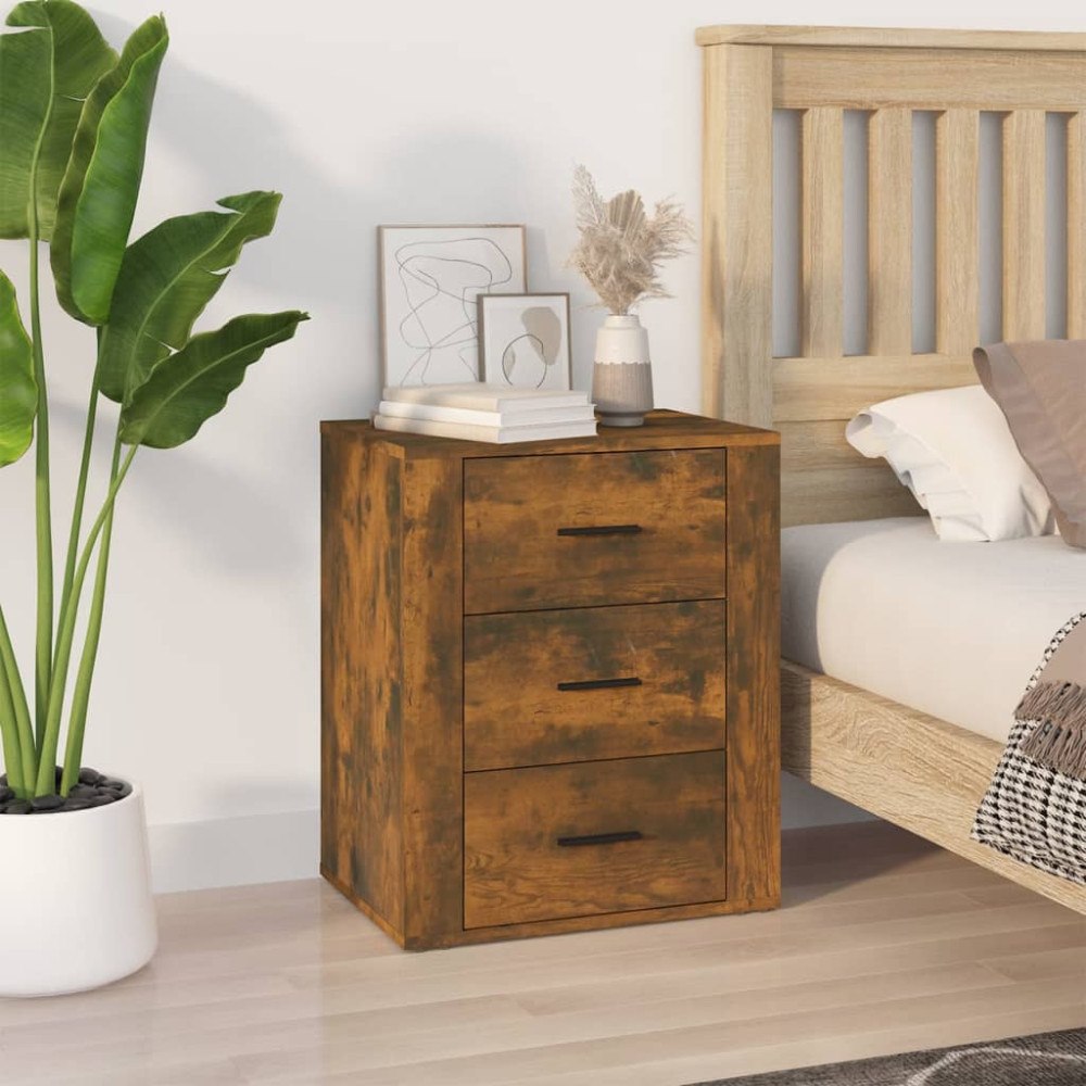 vidaXL Sängbord rökfärgad ek 50x36x60 cm konstruerat trä