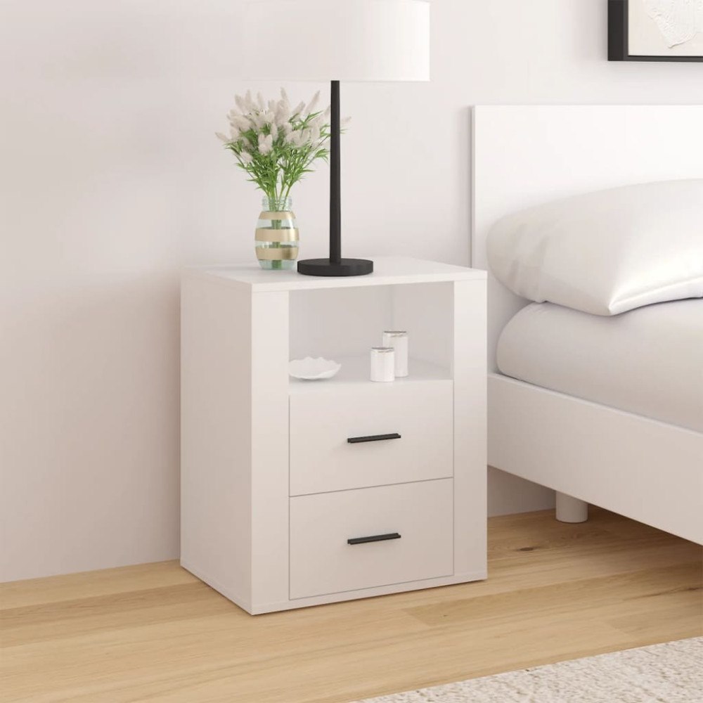 vidaXL Sängbord vit 50x36x60 cm konstruerat trä