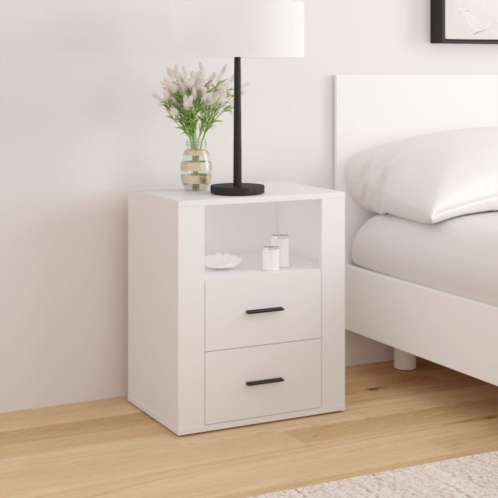 vidaXL Sängbord vit 50x36x60 cm konstruerat trä