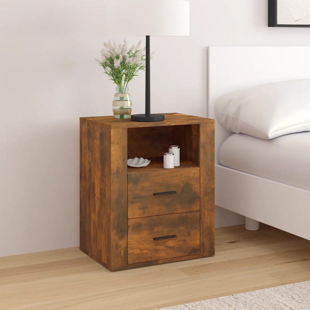 vidaXL Sängbord rökfärgad ek 50x36x60 cm konstruerat trä