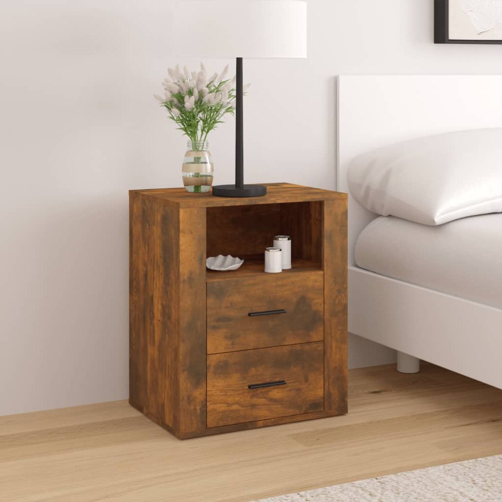 vidaXL Sängbord rökfärgad ek 50x36x60 cm konstruerat trä