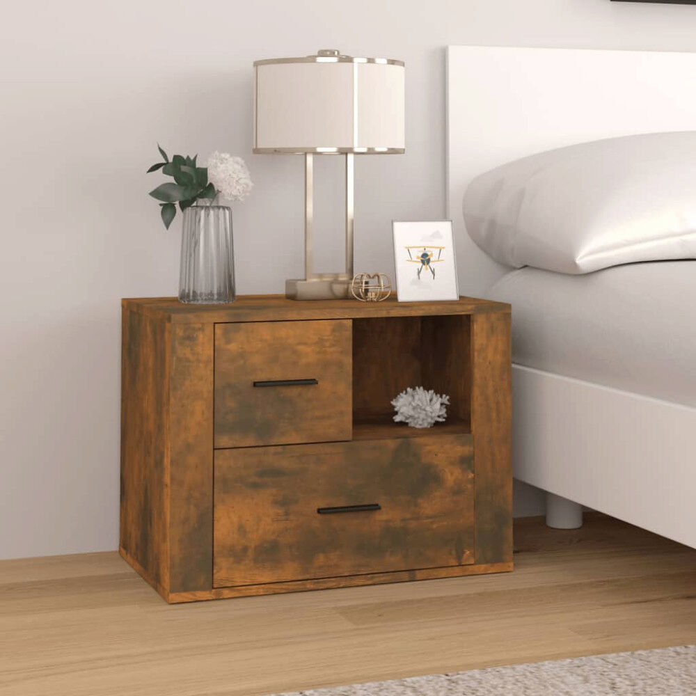 vidaXL Sängbord rökfärgad ek 60x36x45 cm konstruerat trä