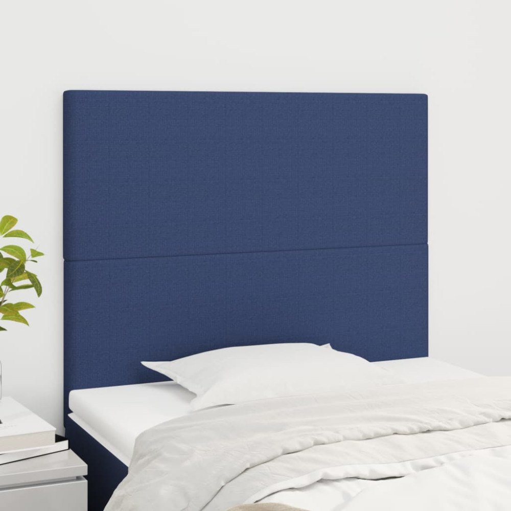 vidaXL Sänggavel blå 100x5x118/128 cm tyg