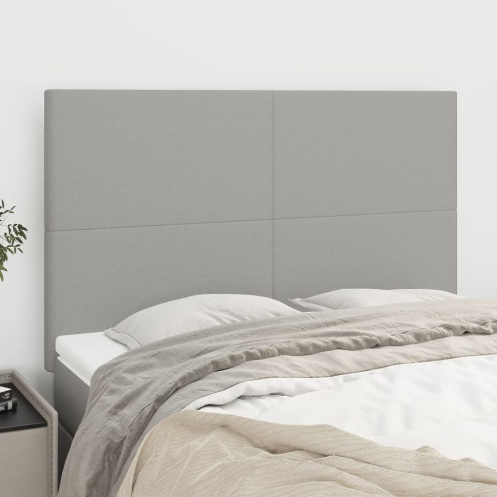 vidaXL Sänggavel ljusgrå 144x5x118/128 cm tyg