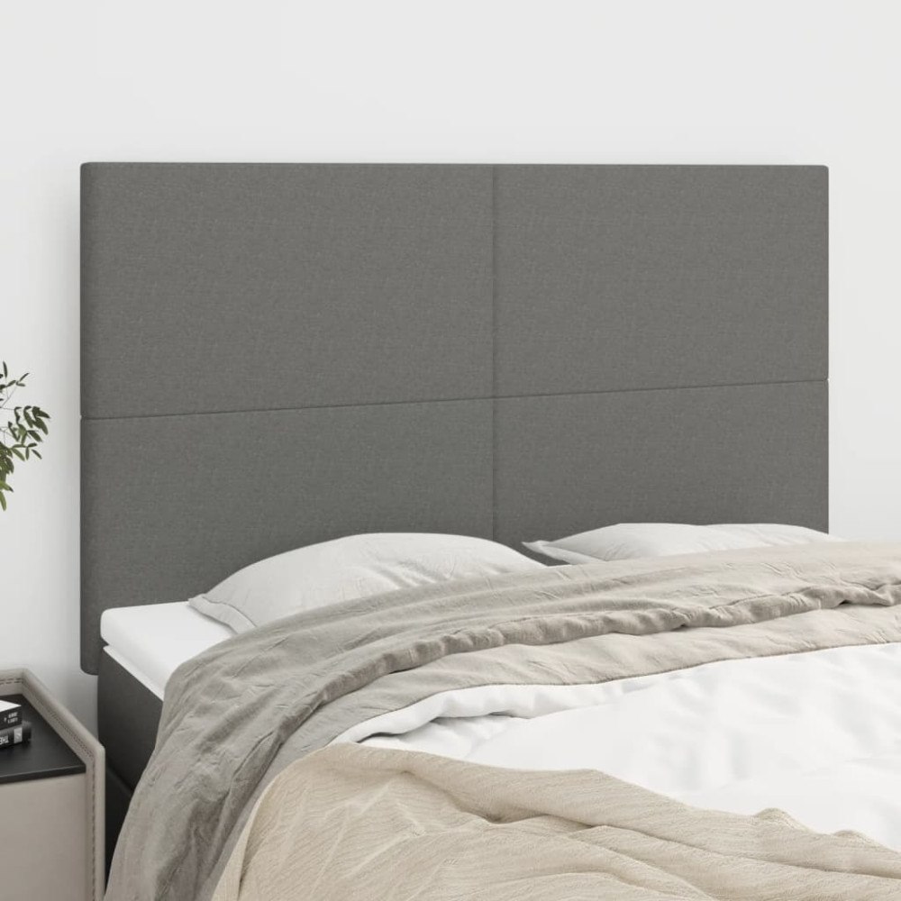 vidaXL Sänggavel mörkgrå 144x5x118/128 cm tyg
