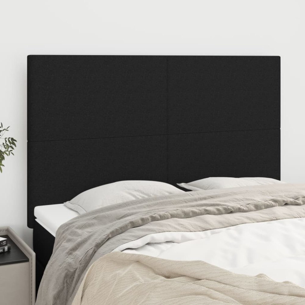 vidaXL Sänggavel svart 144x5x118/128 cm tyg