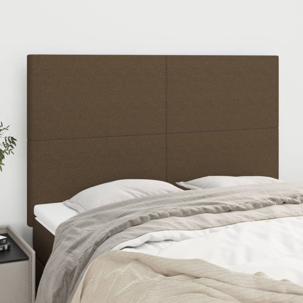 vidaXL Sänggavel mörkbrun 144x5x118/128 cm tyg