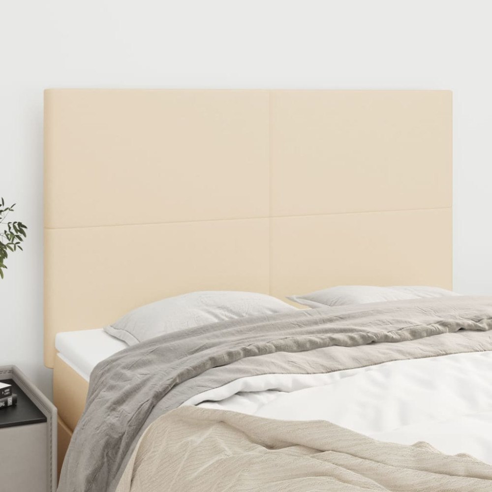 vidaXL Sänggavel creme 144x5x118/128 cm tyg