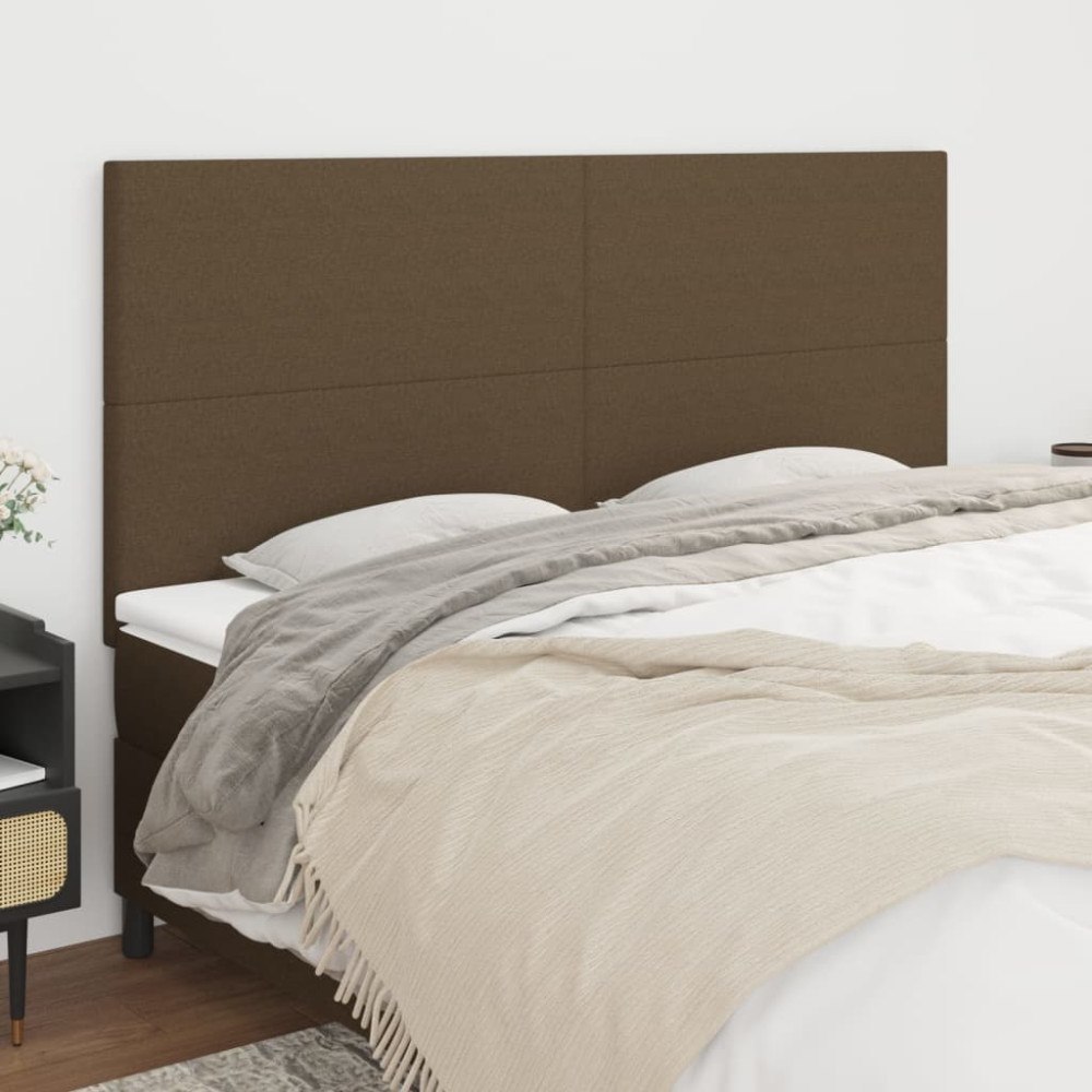 vidaXL Sänggavel mörkbrun 200x5x118/128 cm tyg