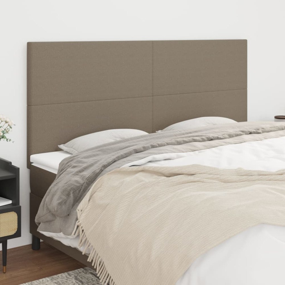 vidaXL Sänggavel taupe 200x5x118/128 cm tyg