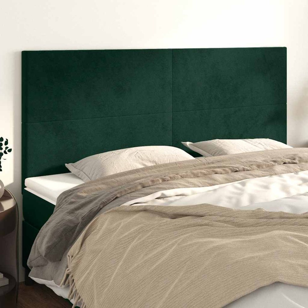 vidaXL Sänggavel mörkgrön 200x5x118/128 cm sammet