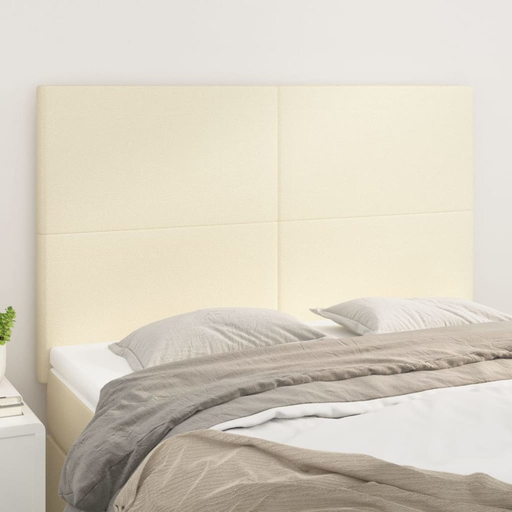 vidaXL Sänggavel krämfärgad 144x5x118/128 cm konstläder