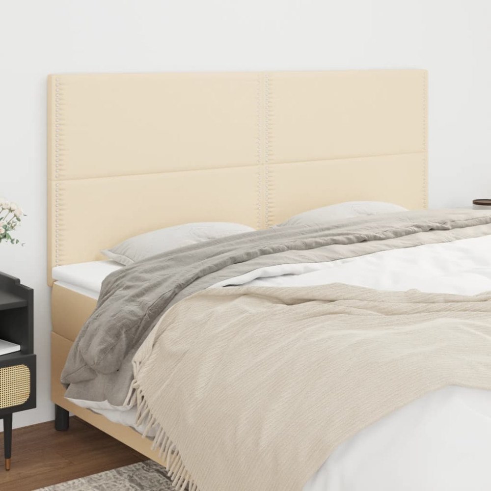 vidaXL Sänggavel creme 180x5x118/128 cm tyg