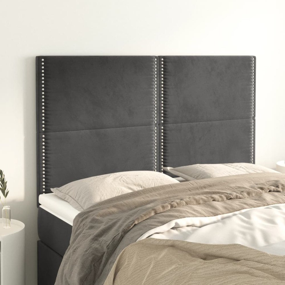 vidaXL Sänggavel mörkgrå 144x5x118/128 cm sammet