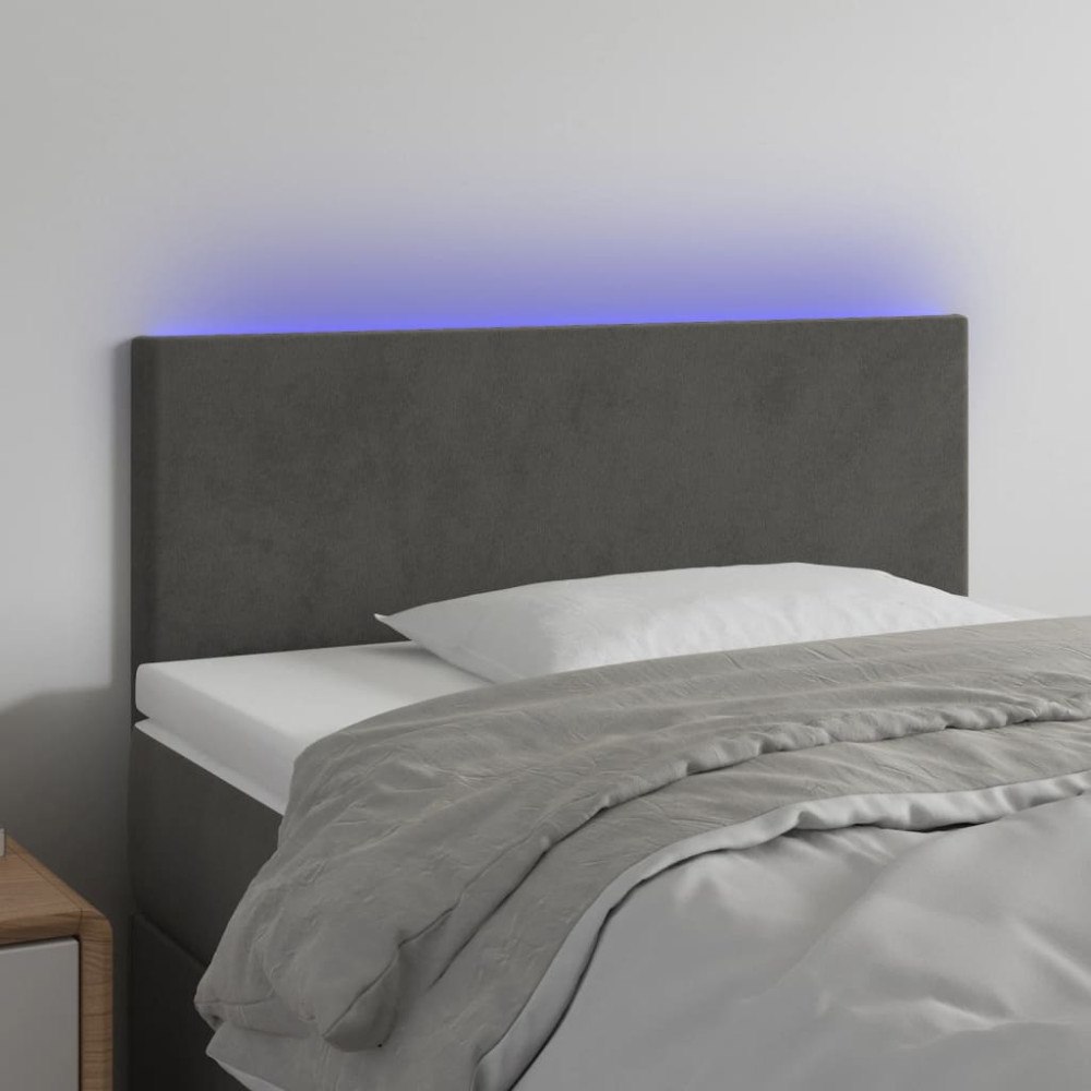 vidaXL Sänggavel LED mörkgrå 80x5x78/88 cm sammet