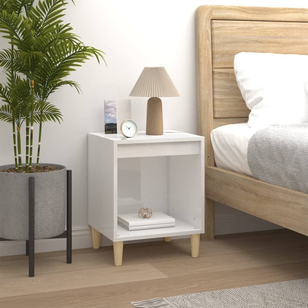 vidaXL Sängbord vit högglans 40x35x50 cm konstruerat trä