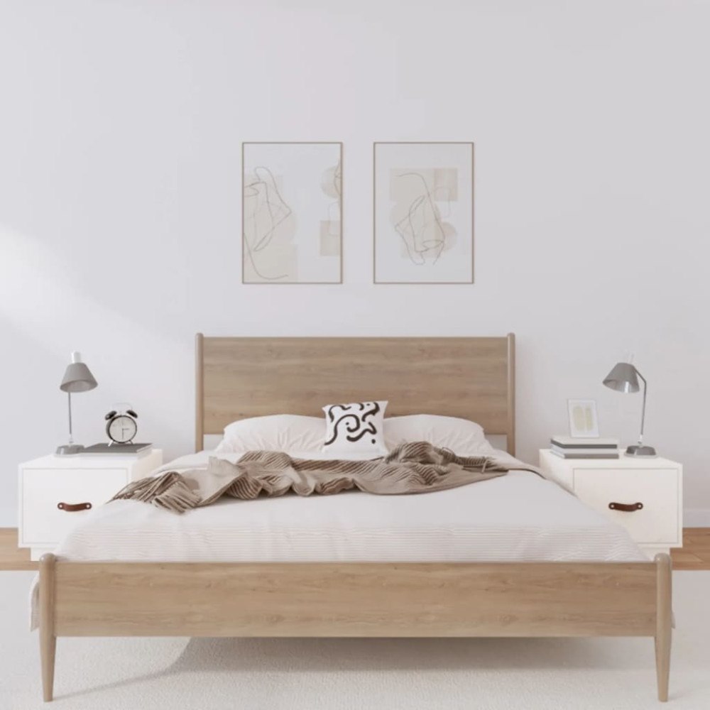 vidaXL Sängbord 2 st vit 40x34x35 cm massivt furuträ