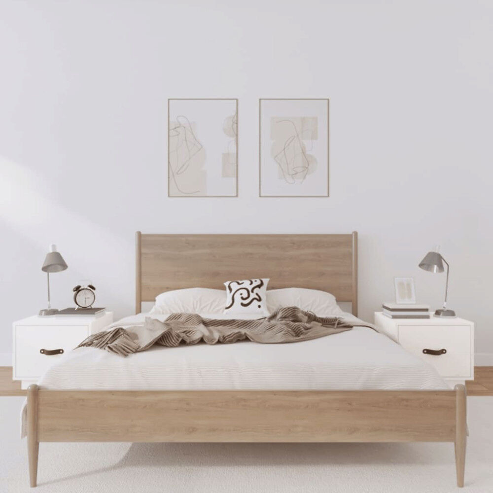vidaXL Sängbord 2 st vit 40x34x35 cm massivt furuträ