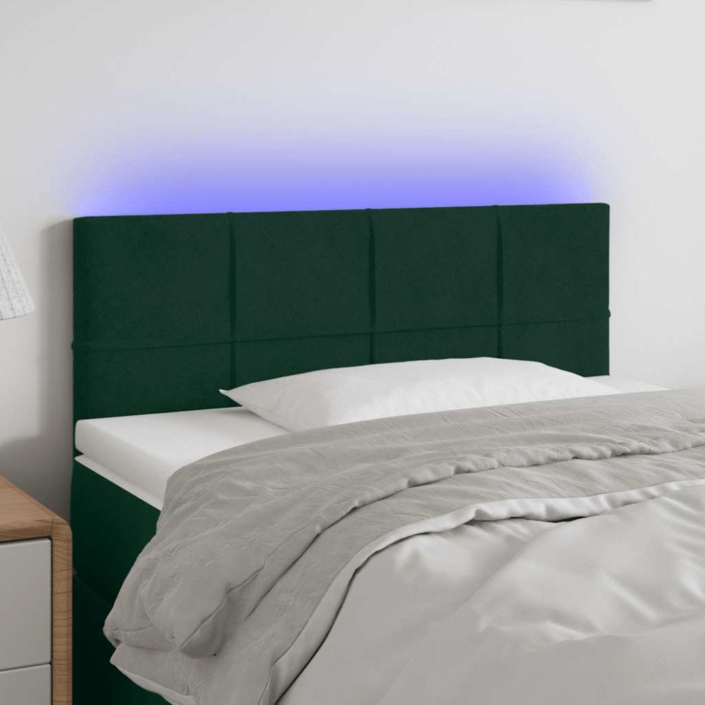 vidaXL Sänggavel LED mörkgrön 80x5x78/88 cm sammet