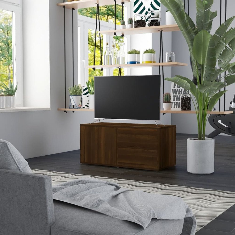 vidaXL Tv-bänk brun ek 80x34x36 cm konstruerat trä