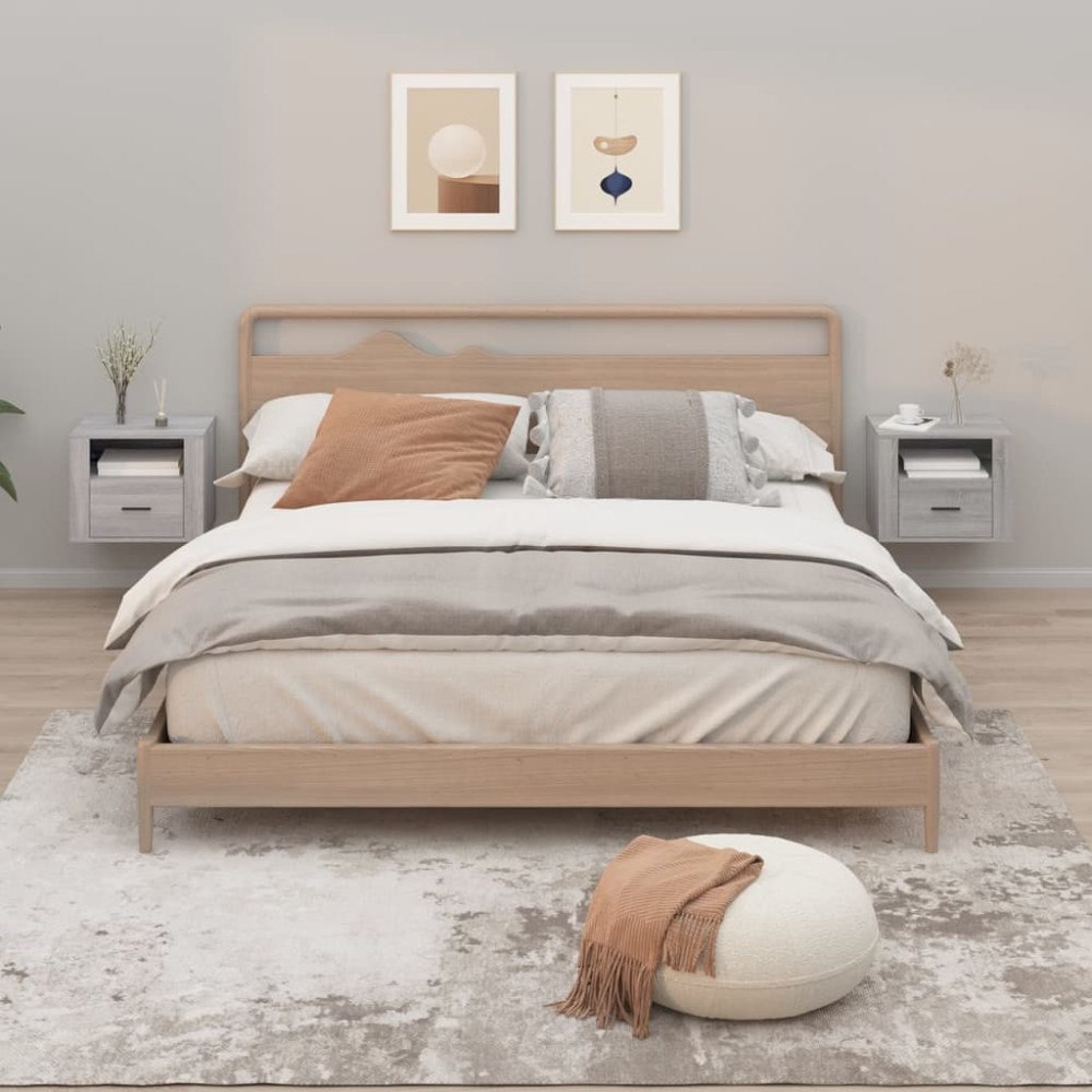 vidaXL Väggmonterade sängbord 2 st grå sonoma 50x36x40 cm