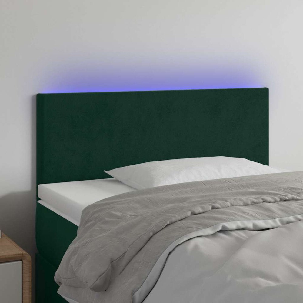 vidaXL Sänggavel LED mörkgrön 90x5x78/88 cm sammet
