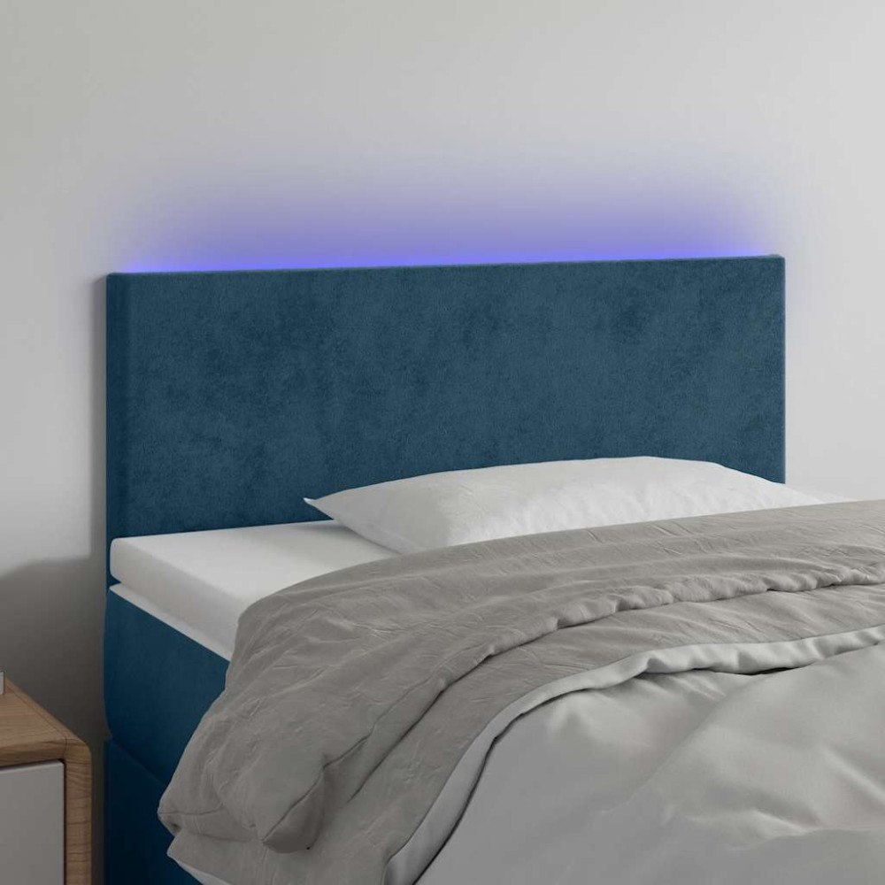 vidaXL Sänggavel LED mörkblå 90x5x78/88 cm sammet
