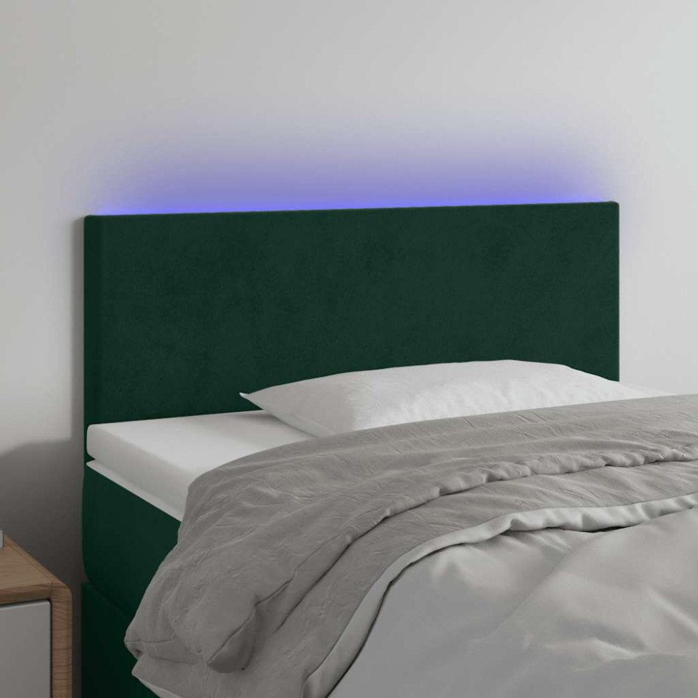 vidaXL Sänggavel LED mörkgrön 100x5x78/88 cm sammet
