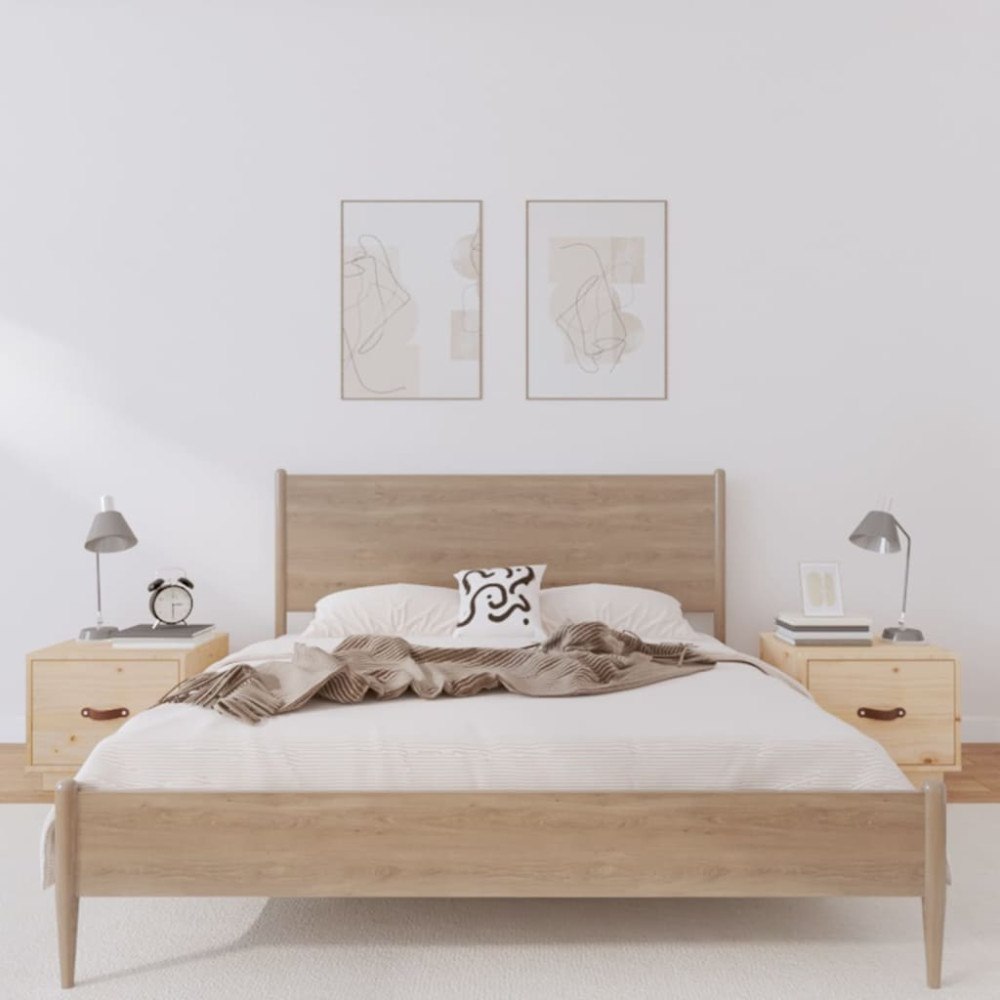 vidaXL Sängbord 2 st vit 40x34x35 cm massivt furuträ