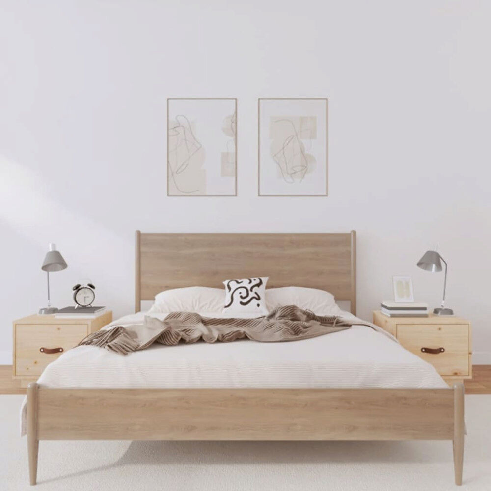 vidaXL Sängbord 2 st vit 40x34x35 cm massivt furuträ
