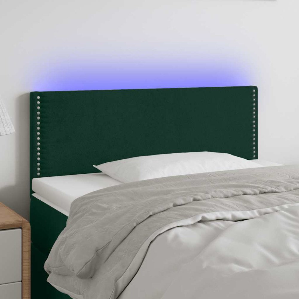 vidaXL Sänggavel LED mörkgrön 80x5x78/88 cm sammet