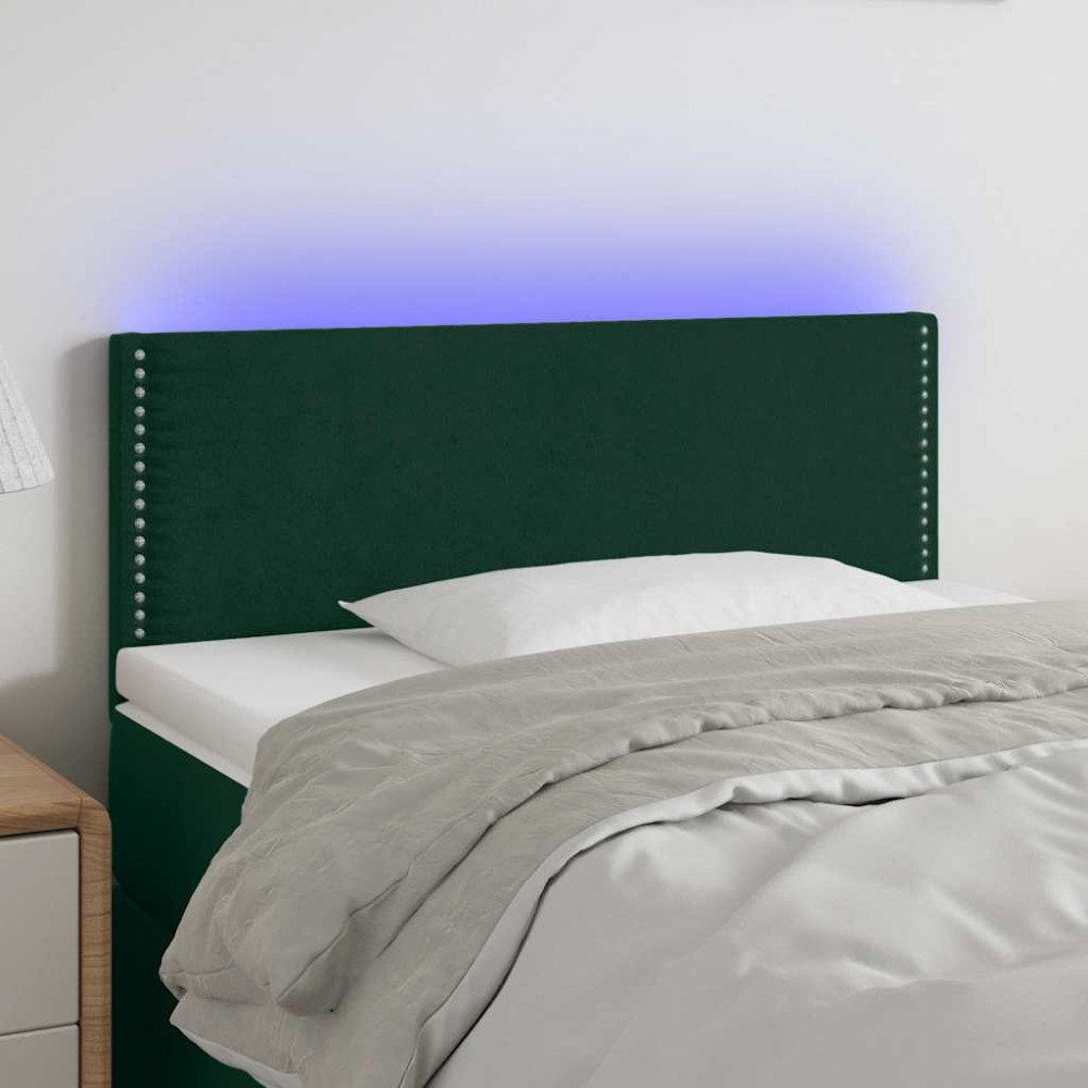 vidaXL Sänggavel LED mörkgrön 90x5x78/88 cm sammet