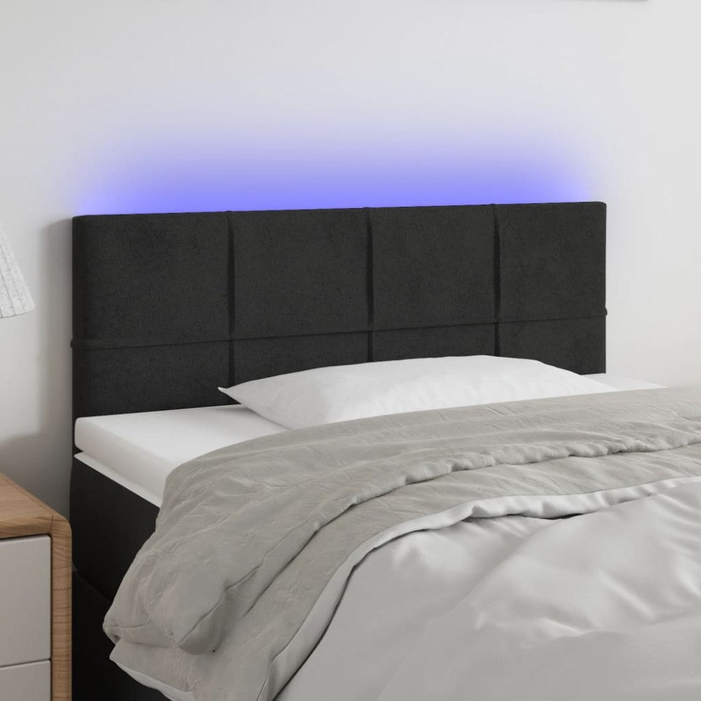 vidaXL Sänggavel LED svart 90x5x78/88 cm sammet