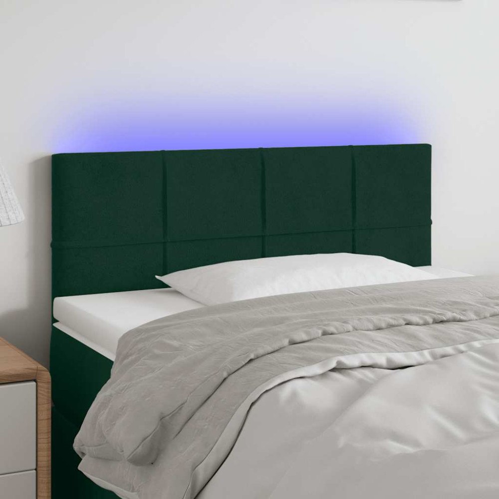 vidaXL Sänggavel LED mörkgrön 90x5x78/88 cm sammet