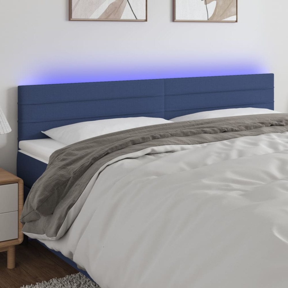 vidaXL Sänggavel LED blå 160x5x78/88 cm tyg