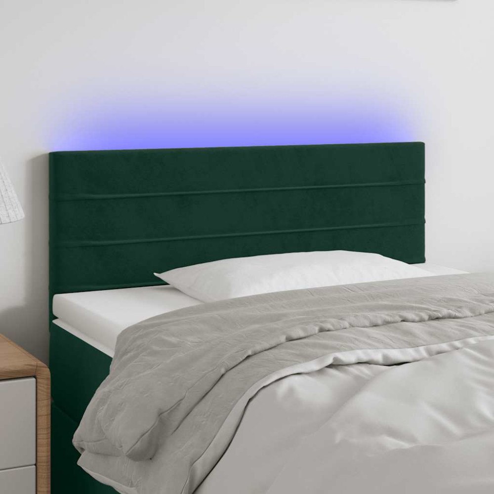 vidaXL Sänggavel LED mörkgrön 80x5x78/88 cm sammet
