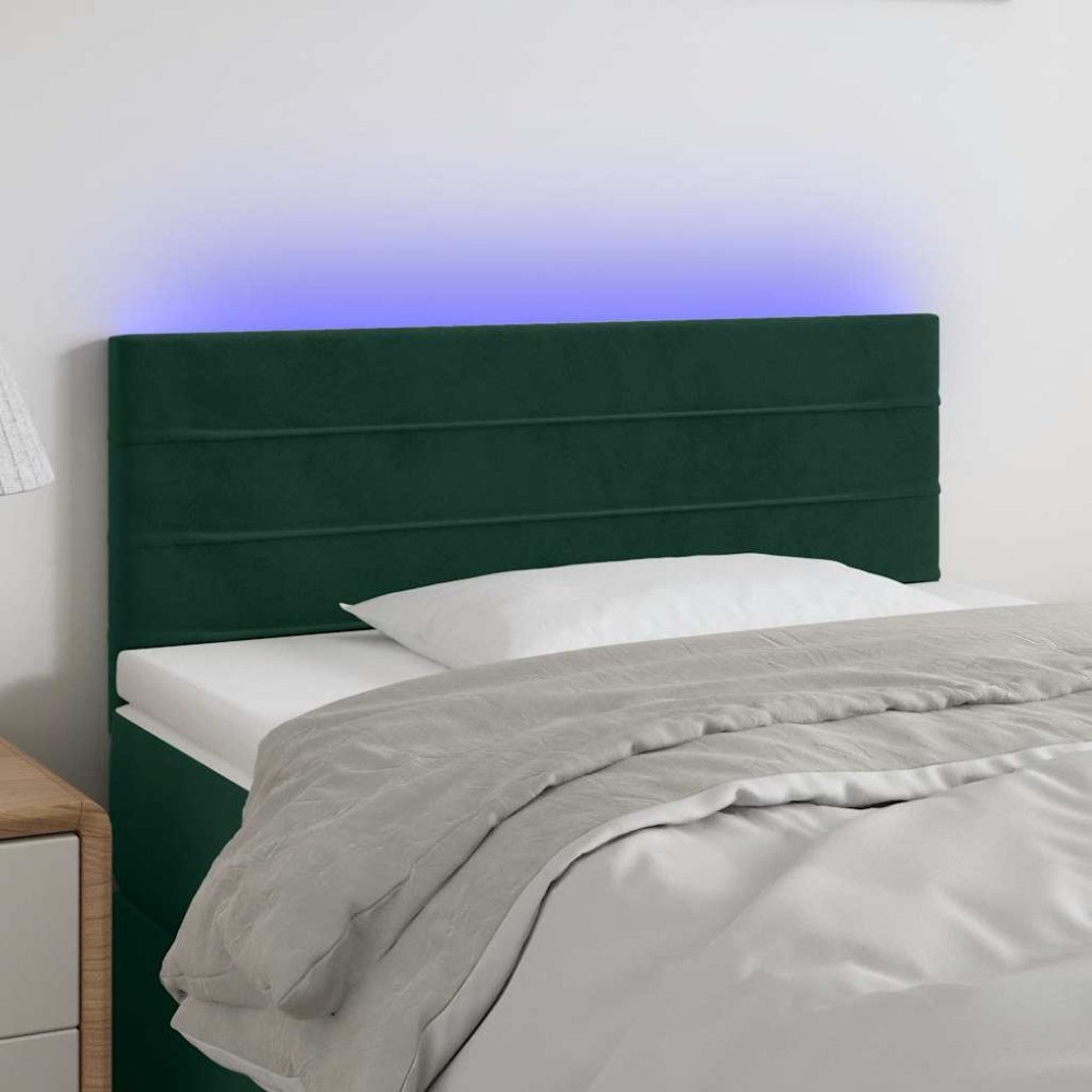 vidaXL Sänggavel LED mörkgrön 90x5x78/88 cm sammet