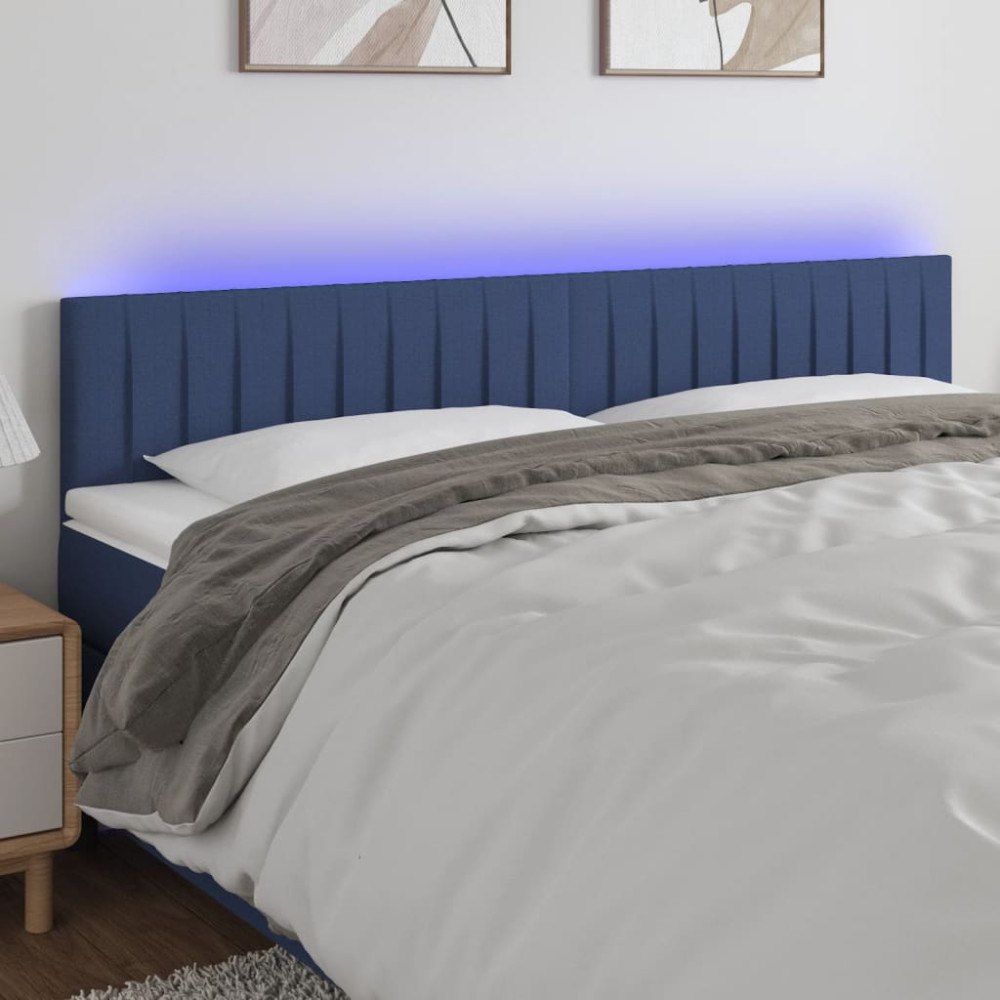 vidaXL Sänggavel LED blå 180x5x78/88 cm tyg
