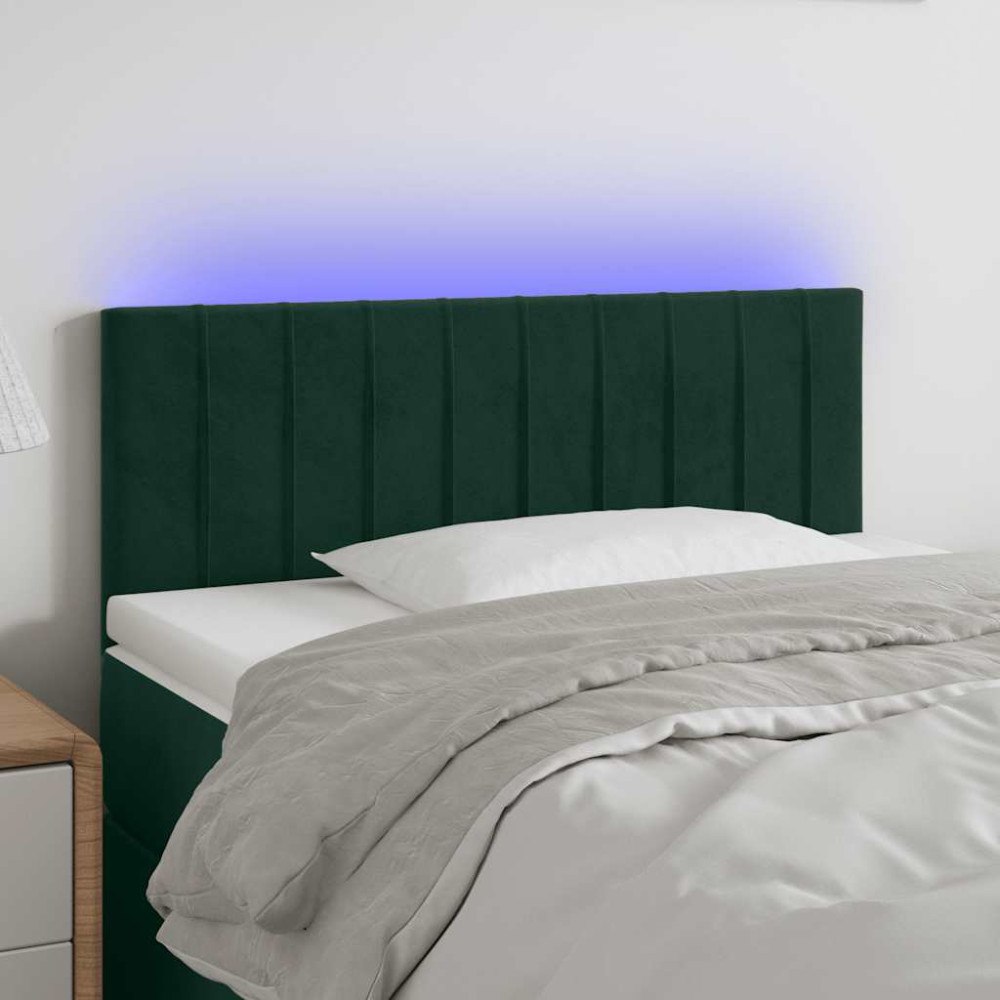 vidaXL Sänggavel LED mörkgrön 80x5x78/88 cm sammet